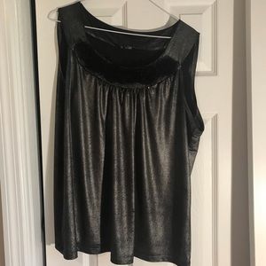 Shimmery silver tank with floral detail